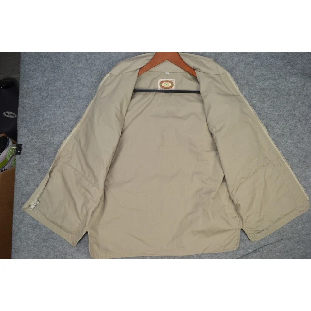 VTG Banana Republic Safari‎ Vest Mens Medium Beige Mock Neck Full Zip Hiking
